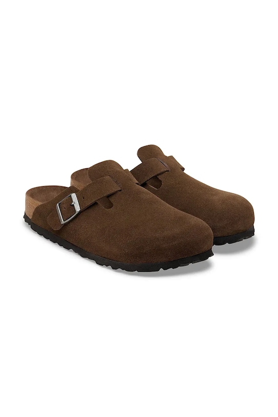 Obuwie Birkenstock Boston SFB LEVE klapki na płaskim obcasie męskie zamszowe 1031641 brązowy