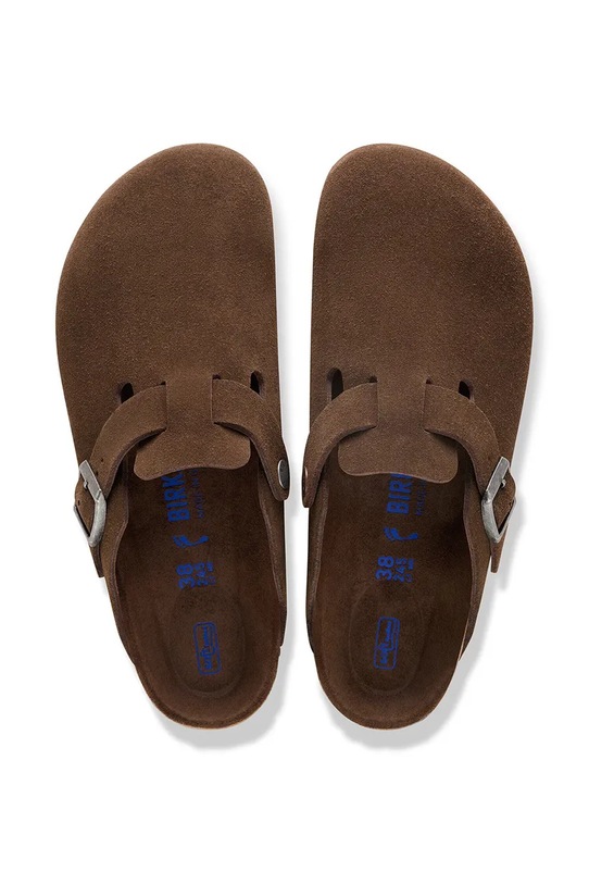 Birkenstock Boston SFB LEVE klapki na płaskim obcasie męskie zamszowe 1031641 brązowy
