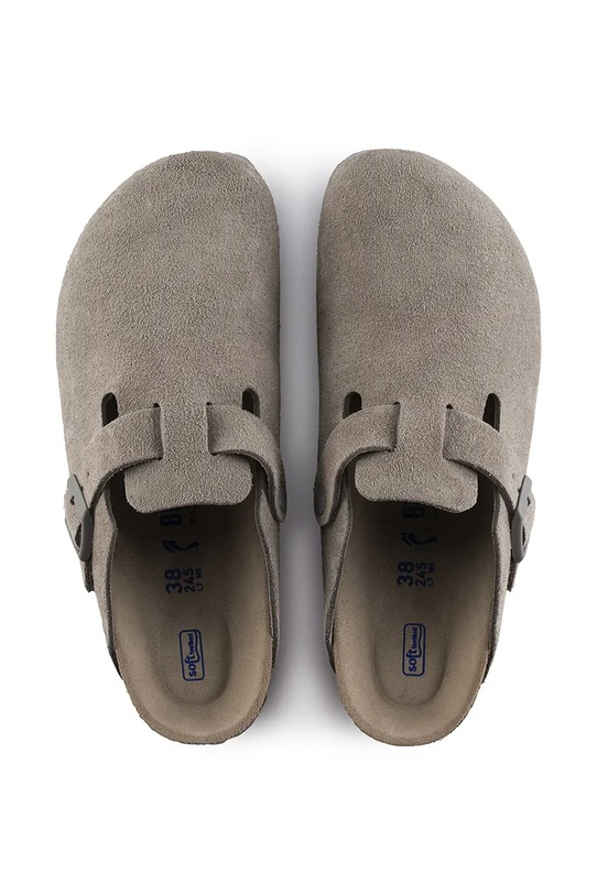 Birkenstock Boston SFB LEVE klapki na płaskim obcasie męskie zamszowe 1020549 szary