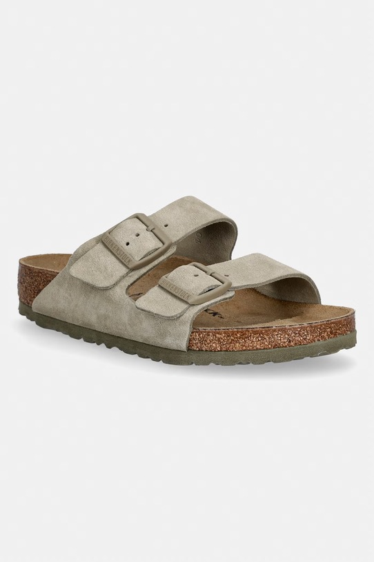 Birkenstock klapki zamszowe Arizona płaski zielony 1031998