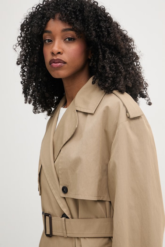 Weekend Max Mara trencz damski z bawełną GIUNCHI beżowy 2615021011600