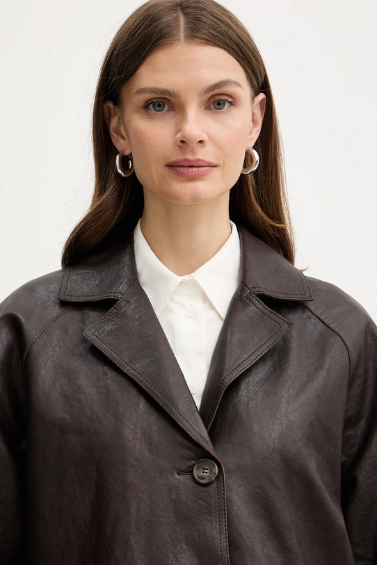 Weekend Max Mara płaszcz skórzany CAMINO 2615471011600 brązowy