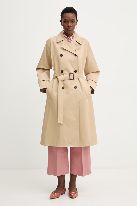 Bavlnený kabát Weekend Max Mara SNINFA dvojradové béžová 2615021016600