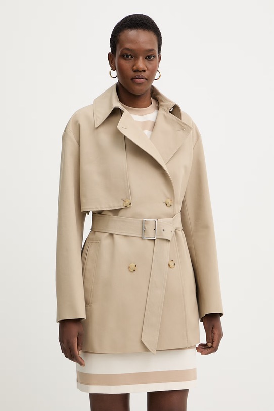 Bavlnený kabát BOSS Cromas oversize béžová 50553185