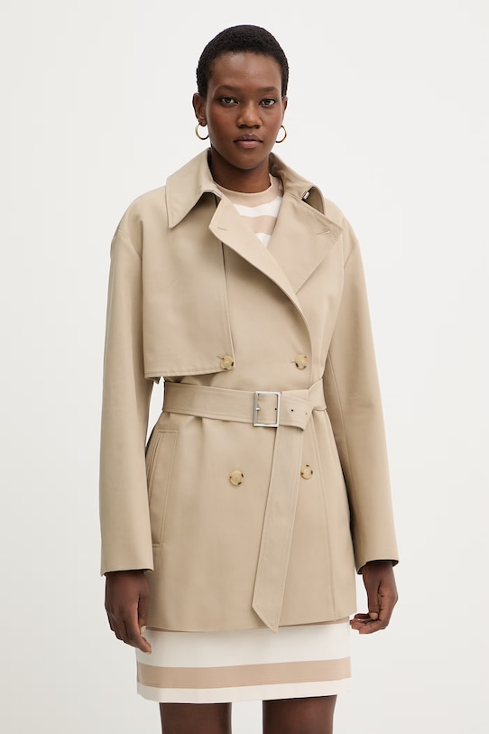 Bavlnený kabát BOSS Cromas oversize béžová 50553185