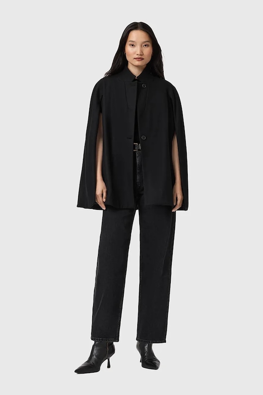 AllSaints płaszcz z dodatkiem wełny czarny W102OD