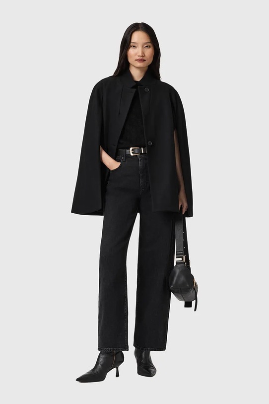 AllSaints płaszcz z dodatkiem wełny W102OD czarny