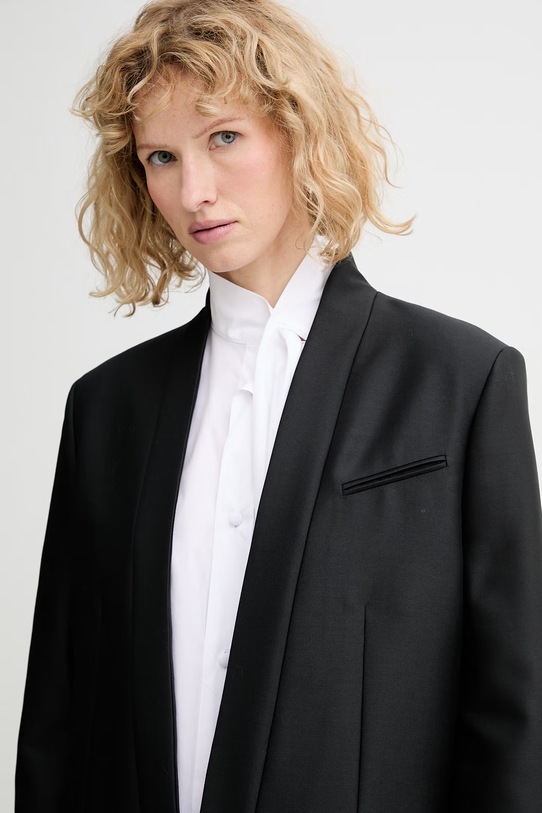 Kenzo płaszcz z dodatkiem wełny czarny FG52MA2459FA