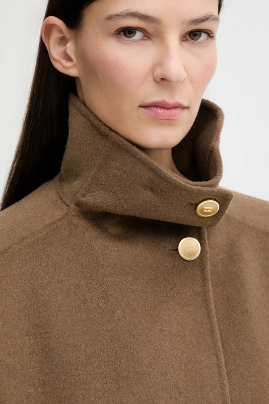 Tommy Hilfiger płaszcz z dodatkiem wełny brązowy WW0WW47758