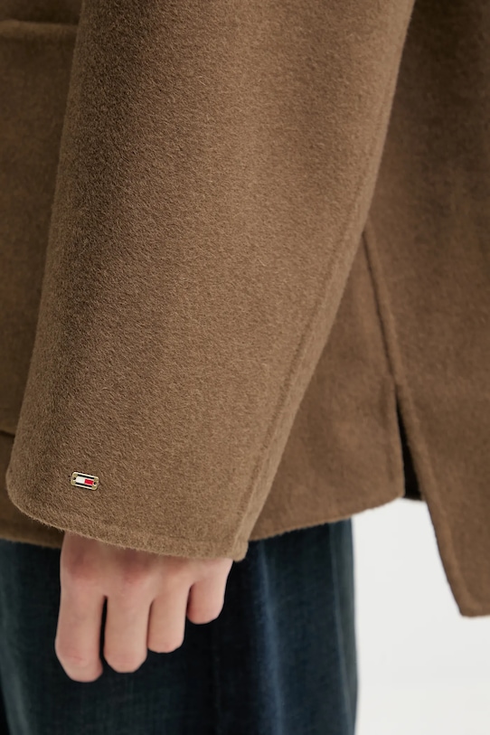 Tommy Hilfiger płaszcz z dodatkiem wełny WW0WW47758 brązowy