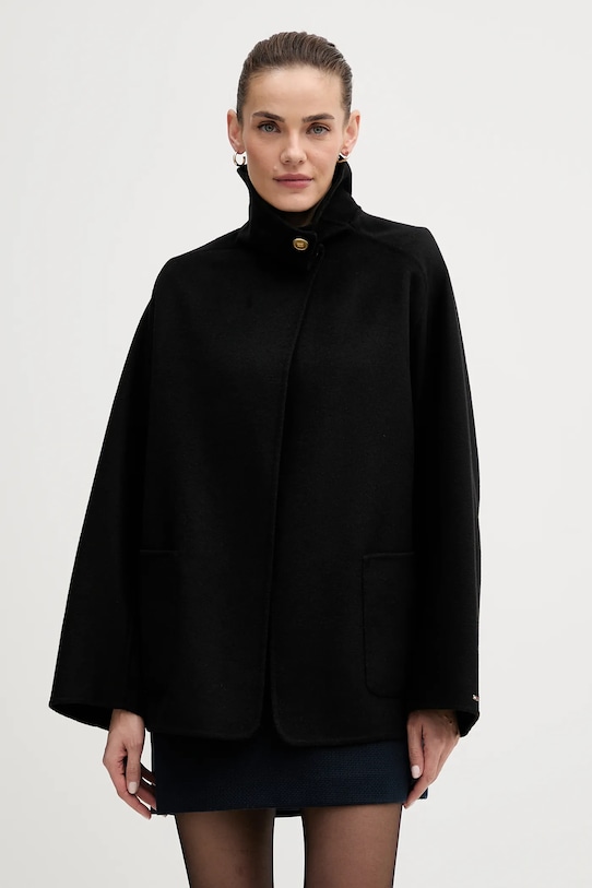 Tommy Hilfiger płaszcz z dodatkiem wełny bez podszewki czarny WW0WW47758