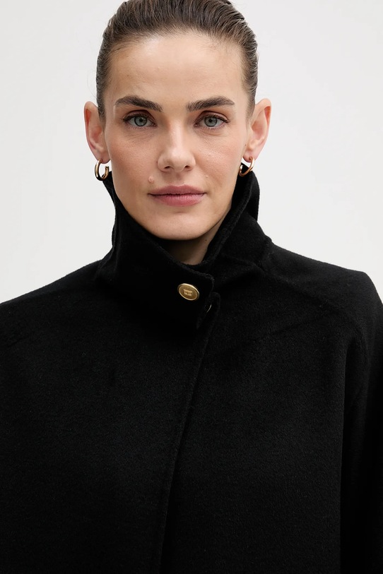 Tommy Hilfiger płaszcz z dodatkiem wełny czarny WW0WW47758