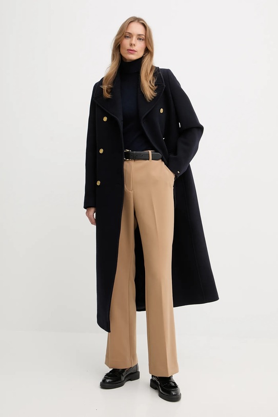 Tommy Hilfiger płaszcz z dodatkiem wełny WW0WW48415 granatowy SS26