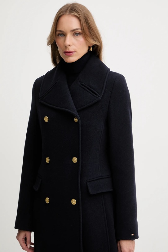 Tommy Hilfiger płaszcz z dodatkiem wełny WW0WW48415 granatowy