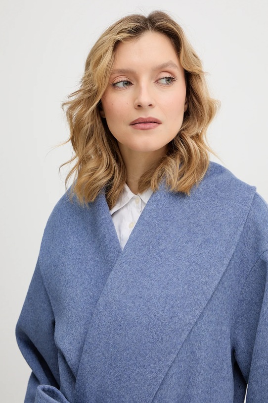 Calvin Klein płaszcz z dodatkiem wełny fioletowy LV044E537G