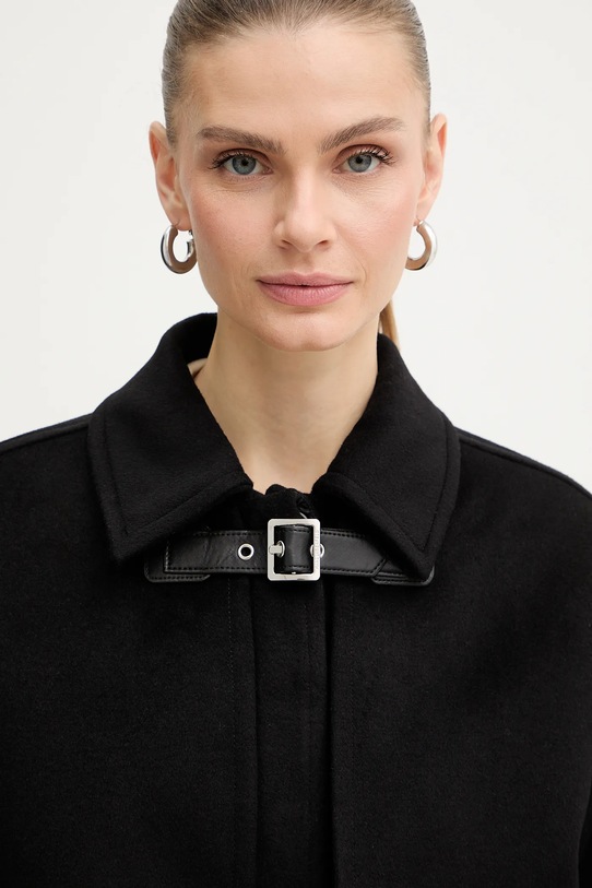 Karl Lagerfeld płaszcz z dodatkiem wełny czarny B1W15004