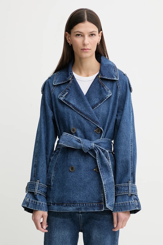 Dkny płaszcz jeansowy bez kaptura niebieski DL5MPV83