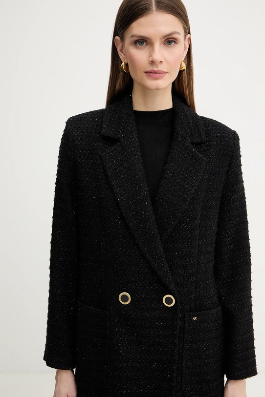 Armani Exchange płaszcz z dodatkiem wełny czarny XW001810.AF18997