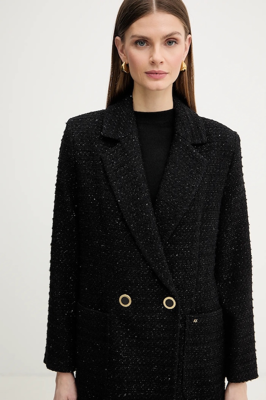 Armani Exchange płaszcz z dodatkiem wełny czarny XW001810.AF18997
