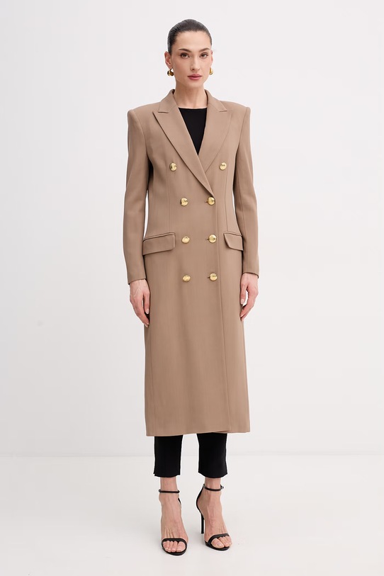 Elisabetta Franchi płaszcz damski z wiskozy brązowy CP00361E2