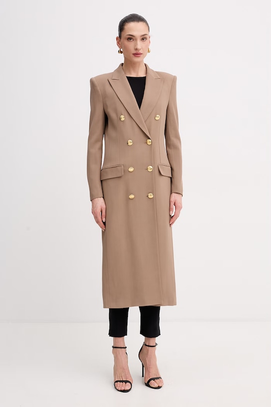 Elisabetta Franchi płaszcz damski z wiskozy brązowy CP00361E2