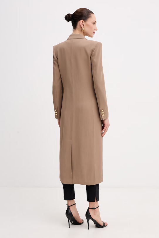 Odzież Elisabetta Franchi płaszcz damski z wiskozy CP00361E2 brązowy