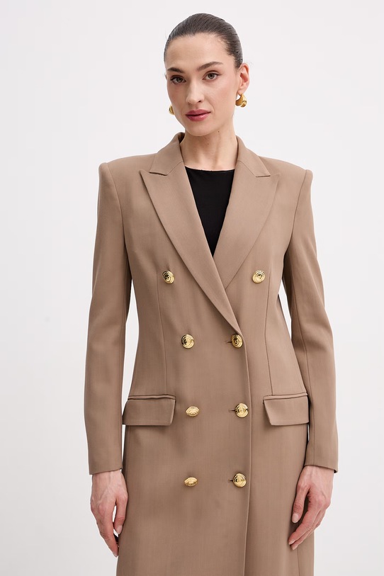 Elisabetta Franchi płaszcz damski z wiskozy brązowy CP00361E2