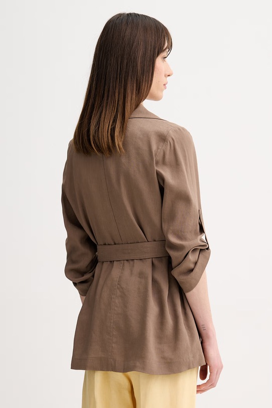 Odzież Marella marynarka damska z lnem MLMLAMPADA 2613121025200 brązowy