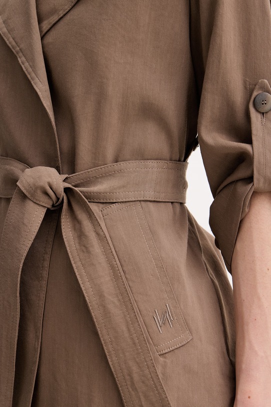 Marella marynarka damska z lnem MLMLAMPADA 2613121025200 brązowy