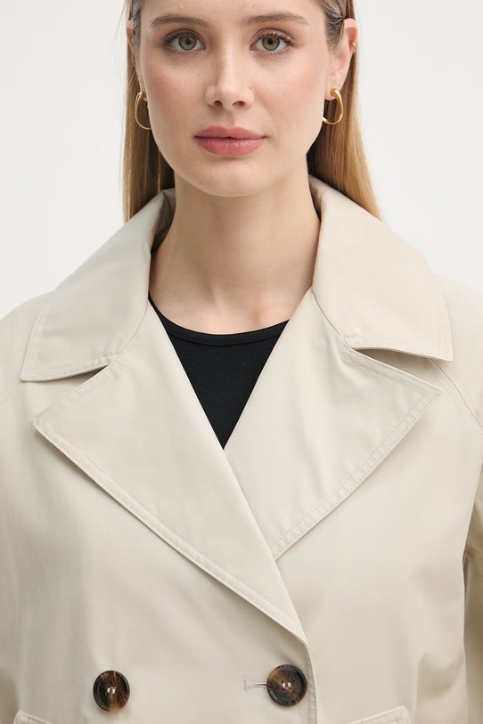 Barbour krótki trencz damski bawełniany Maisy beżowy LSP0235