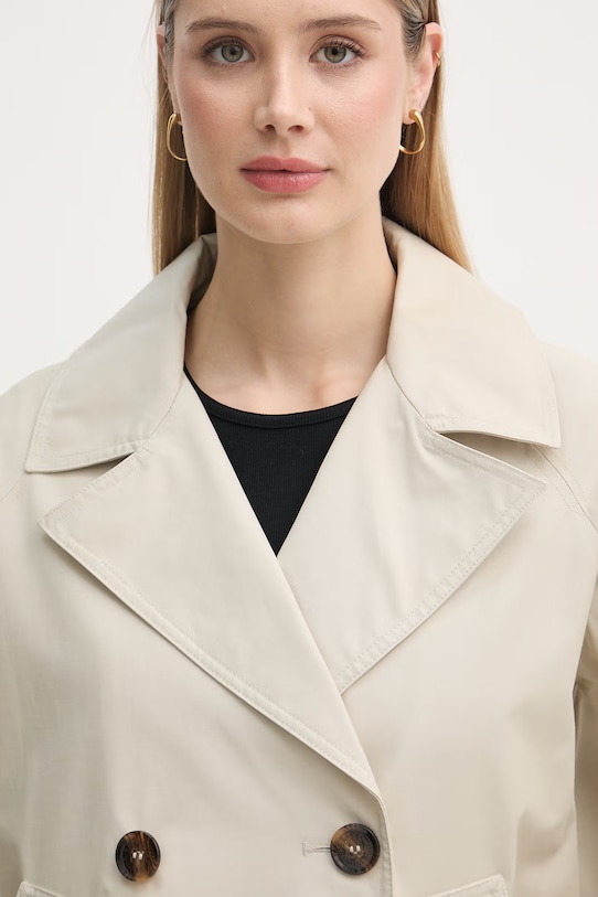 Barbour krótki trencz damski bawełniany Maisy beżowy LSP0235