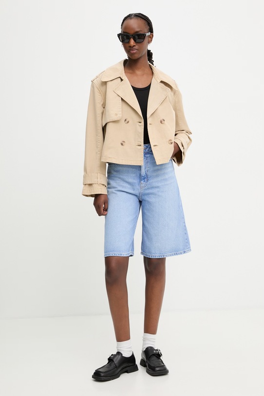 Guess Jeans krátký trenčkot dámský bavlněný W6GLZ3.WQ951 béžová SS26