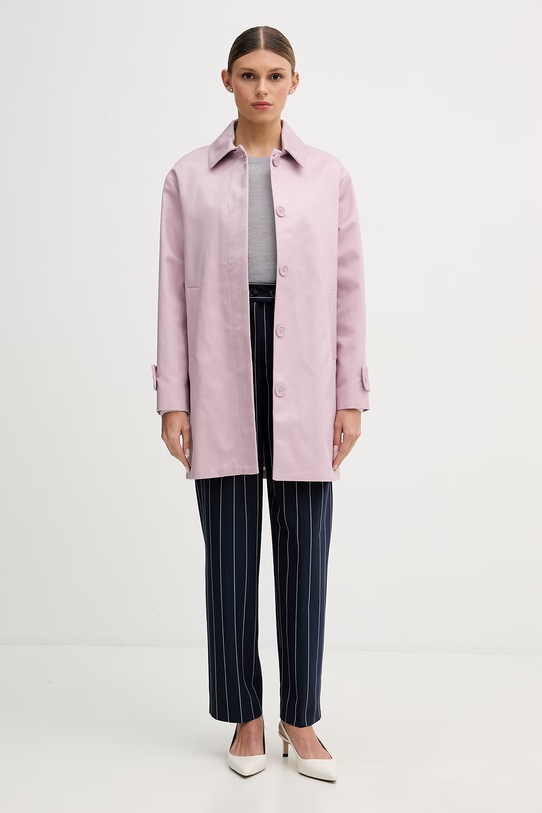 United Colors of Benetton płaszcz damski z bawełny 2X2LDN098 różowy SS26