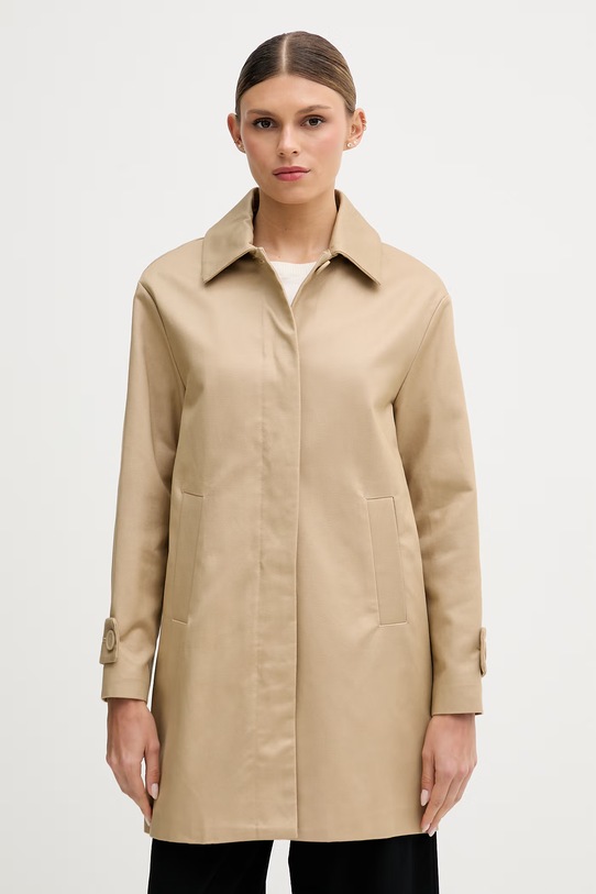 United Colors of Benetton παλτό γυναικείο με βαμβάκι μπεζ 2X2LDN098