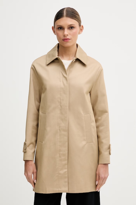 United Colors of Benetton παλτό γυναικείο με βαμβάκι μπεζ 2X2LDN098