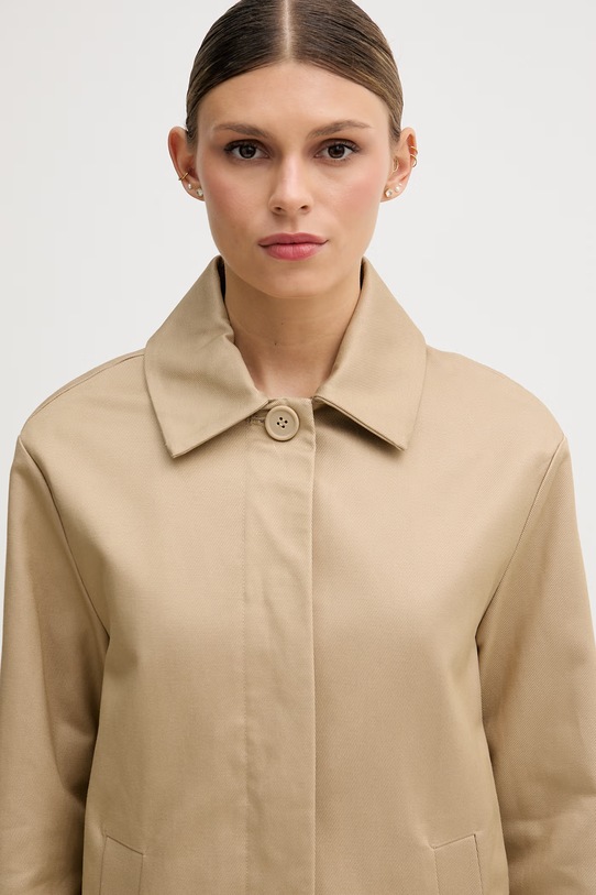 United Colors of Benetton παλτό γυναικείο με βαμβάκι μπεζ 2X2LDN098
