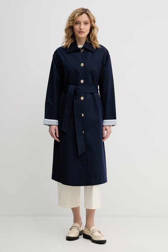 United Colors of Benetton trencz damski bawełniany granatowy 2LGRDN09I