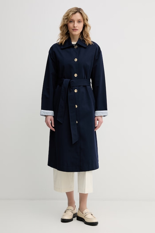 United Colors of Benetton trencz damski bawełniany granatowy 2LGRDN09I