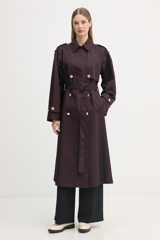 Tommy Hilfiger trencz damski bawełniany WW0WW50627 fioletowy SS26