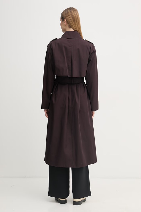 Odzież Tommy Hilfiger trencz damski bawełniany WW0WW50627 fioletowy