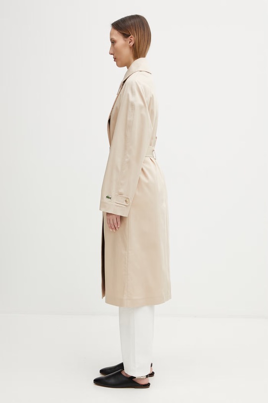 Lacoste trencz z bawełną damski BF9785 beżowy SS26