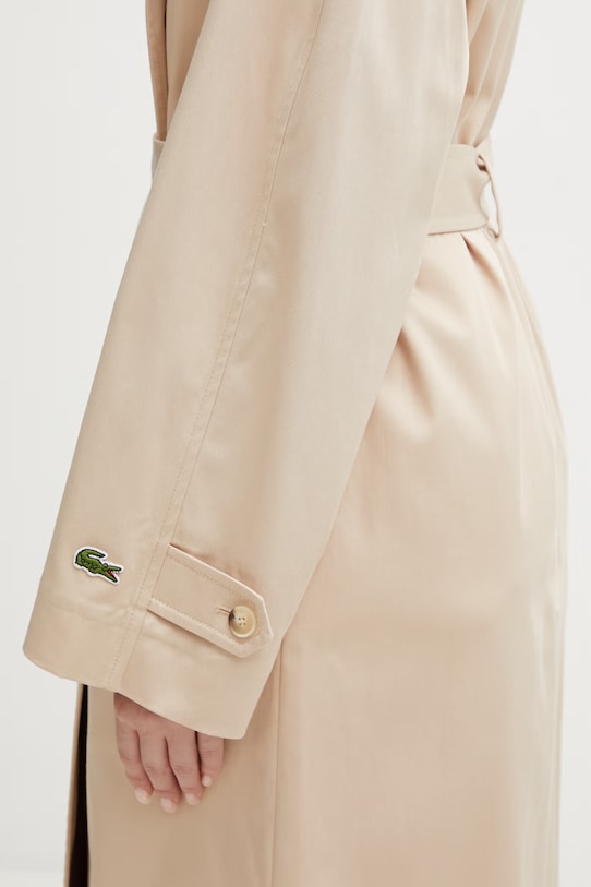 Lacoste trencz z bawełną damski beżowy BF9785