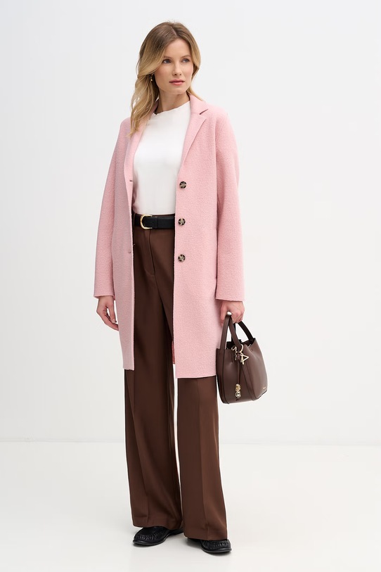 OUI płaszcz damski wełniany 79918. różowy SS26