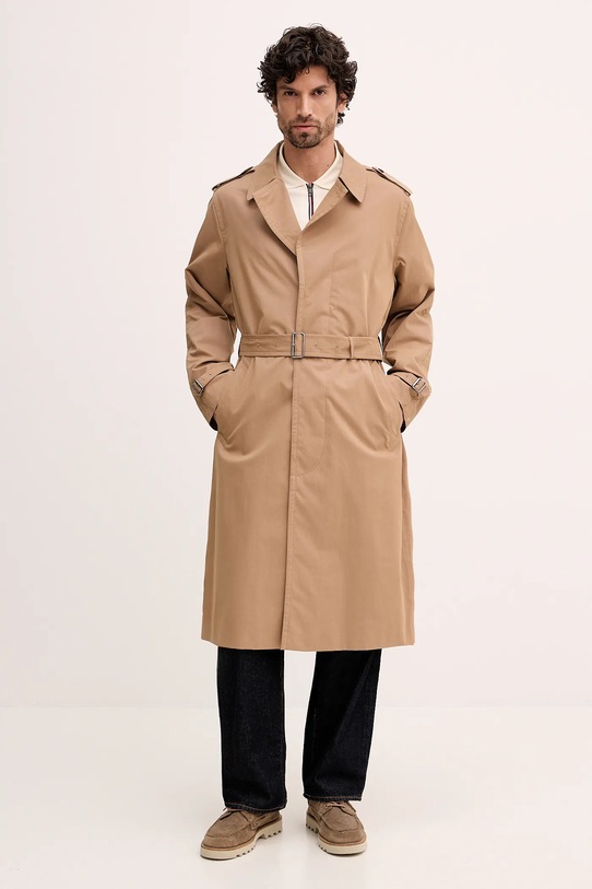 Tommy Hilfiger płaszcz bez kaptura brązowy MW0MW41855