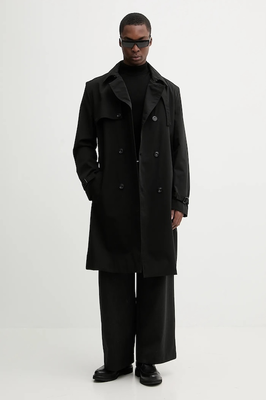 Παλτό HUGO 50554383 μαύρο SS26