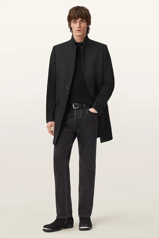 Odzież AllSaints płaszcz z dodatkiem wełny M065OD czarny