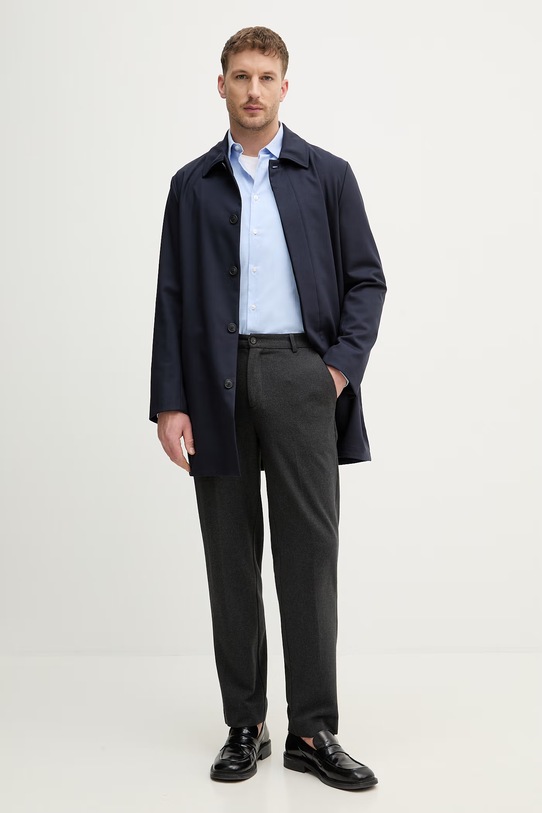 Trussardi płaszcz z dodatkiem wełny 0001M000002N granatowy SS26