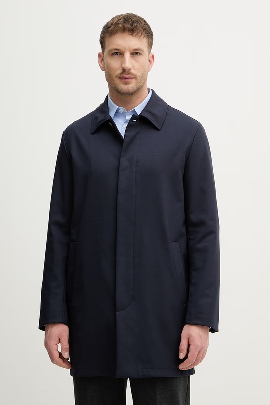 Trussardi płaszcz z dodatkiem wełny granatowy 0001M000002N