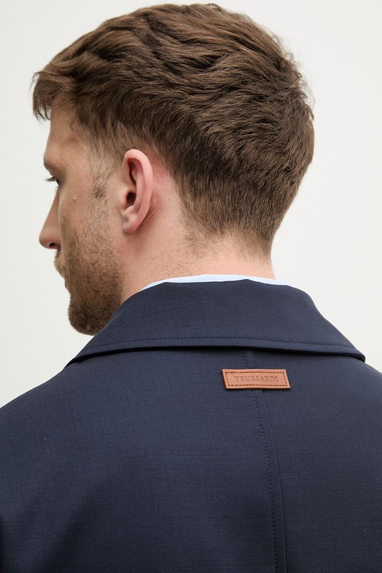 Trussardi płaszcz z dodatkiem wełny 0001M000002N granatowy