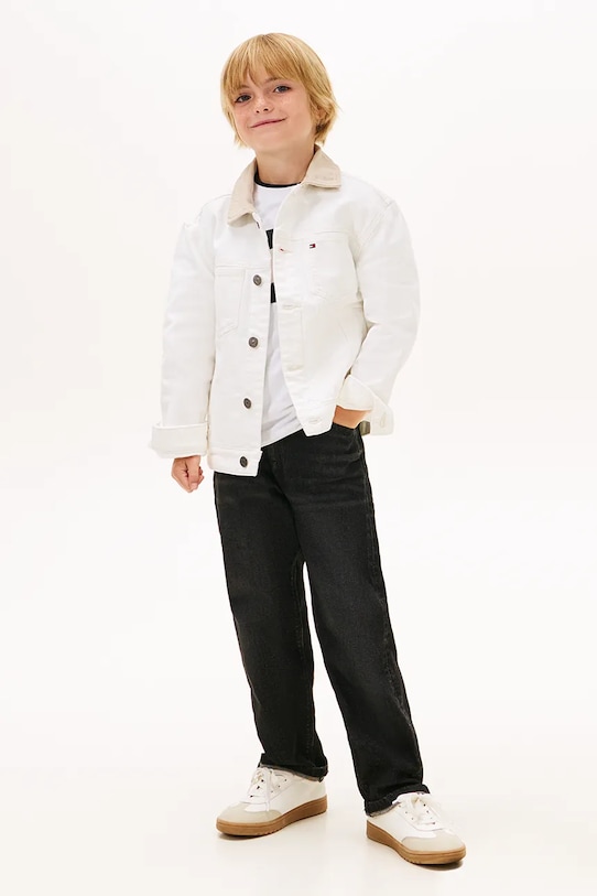 Дитяча джинсова куртка Tommy Hilfiger бежевий KB0KB10082.128.176.PPY2